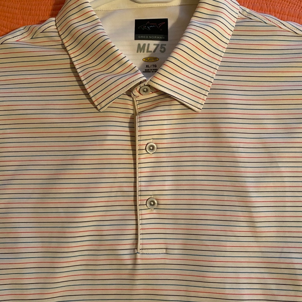 Greg Norman striped Polo shirt